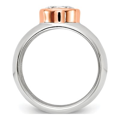 Rose Gold-Plated Sterling Silver CZ Bezel Ring – view 3