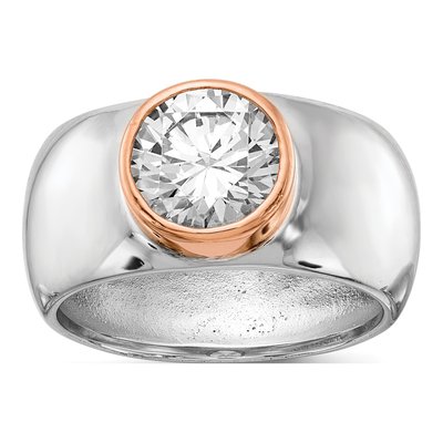 Rose Gold-Plated Sterling Silver CZ Bezel Ring