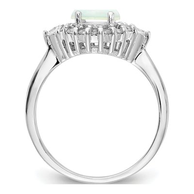 Sterling Silver Lab-Created Opal & CZ Cabochon Brilliant-Cut Ring – view 3