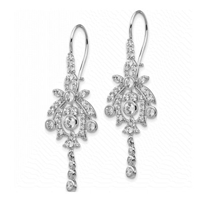 Sterling Silver CZ Dangle Earrings – view 3