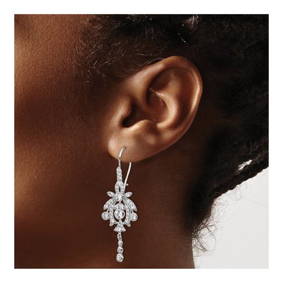 Sterling Silver CZ Dangle Earrings – view 4