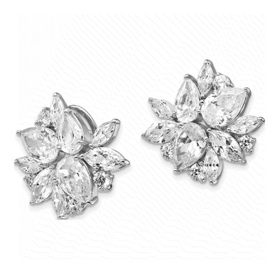 Sterling Silver CZ Cluster Stud Earrings – view 3