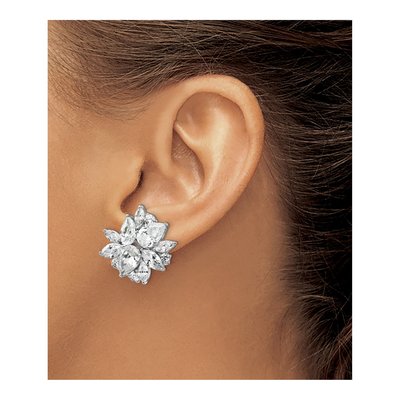 Sterling Silver CZ Cluster Stud Earrings – view 4