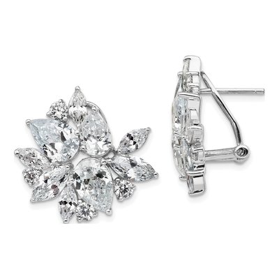 Sterling Silver CZ Cluster Stud Earrings