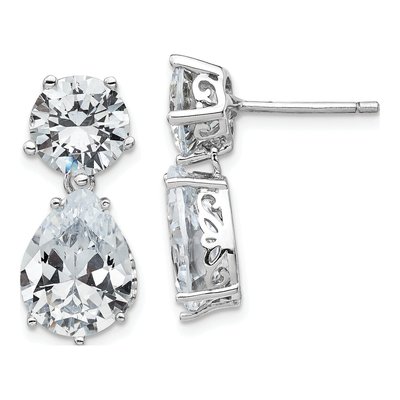 Sterling Silver CZ Dangle Earrings