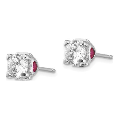 Sterling Silver 6mm Round Lab-Created Ruby & CZ Stud Earrings – view 3