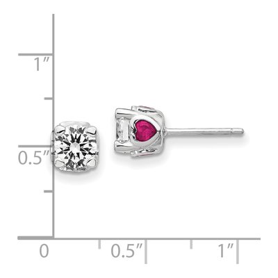 Sterling Silver 6mm Round Lab-Created Ruby & CZ Stud Earrings – view 5