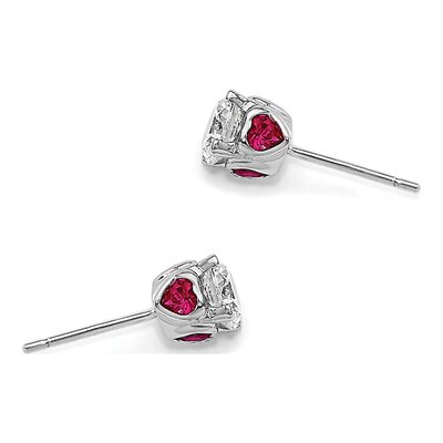 Sterling Silver 6mm Round Lab-Created Ruby & CZ Stud Earrings – view 6