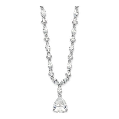 Sterling Silver CZ Fancy Marquise-Cut Brilliant-Cut Pear Necklace – view 3