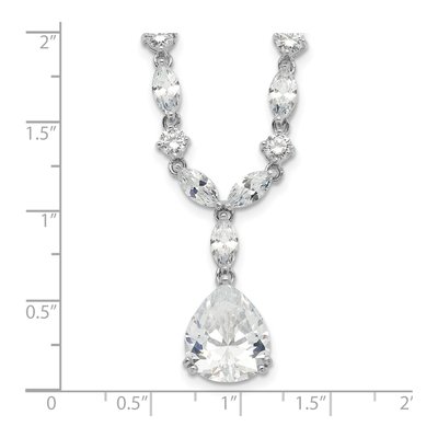 Sterling Silver CZ Fancy Marquise-Cut Brilliant-Cut Pear Necklace – view 4