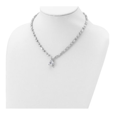 Sterling Silver CZ Fancy Marquise-Cut Brilliant-Cut Pear Necklace – view 5