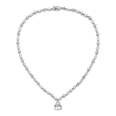 Sterling Silver CZ Fancy Marquise-Cut Brilliant-Cut Pear Necklace – view 6