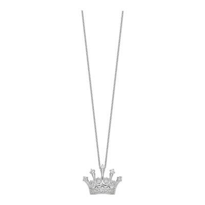 Sterling Silver CZ Crown Pendant Necklace – view 3
