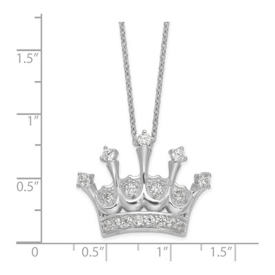 Sterling Silver CZ Crown Pendant Necklace – view 4