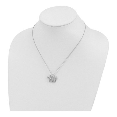Sterling Silver CZ Crown Pendant Necklace – view 5