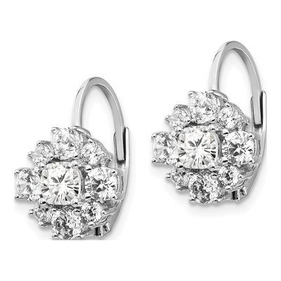 Sterling Silver CZ Leverback Earrings – view 3