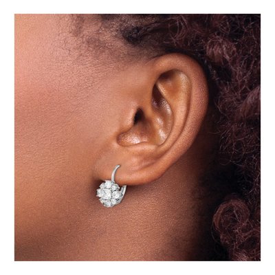 Sterling Silver CZ Leverback Earrings – view 4