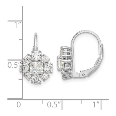 Sterling Silver CZ Leverback Earrings – view 5