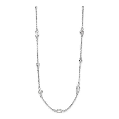 Sterling Silver CZ Station Necklace – view 3