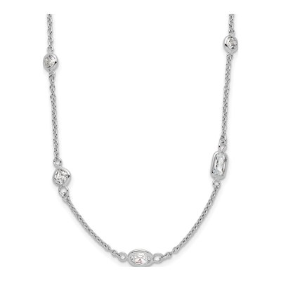 Sterling Silver CZ Station Necklace
