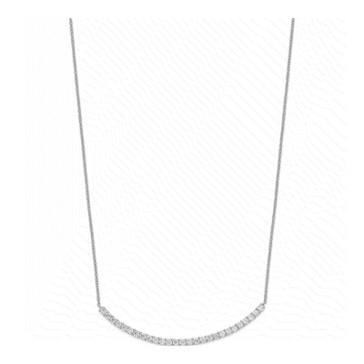 Sterling Silver CZ Curved Bar Necklace – view 3