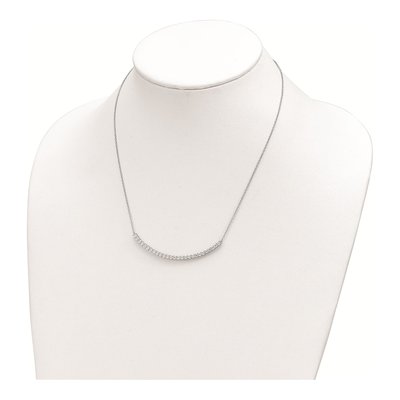 Sterling Silver CZ Curved Bar Necklace – view 5