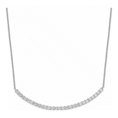 Sterling Silver CZ Curved Bar Necklace