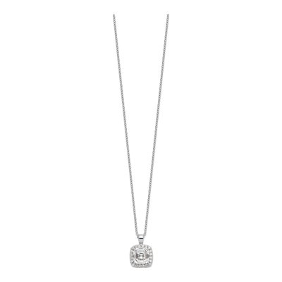 Sterling Silver CZ Halo Pendant Necklace – view 3