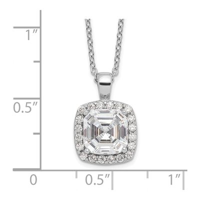 Sterling Silver CZ Halo Pendant Necklace – view 4