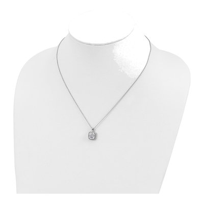 Sterling Silver CZ Halo Pendant Necklace – view 5