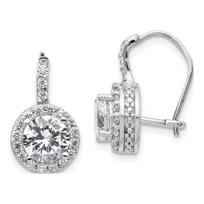 Sterling Silver CZ Halo Dangle Earrings