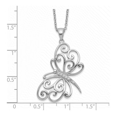Sterling Silver CZ Butterfly Pendant Necklace – view 4