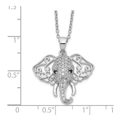Sterling Silver CZ Filigree Elephant Pendant Necklace – view 3