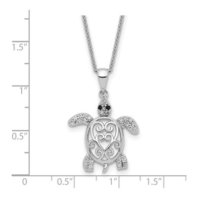 Sterling Silver CZ Turtle Pendant Necklace – view 4