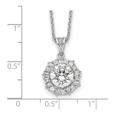 Sterling Silver CZ Halo Pendant Necklace – view 4