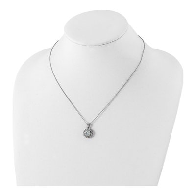 Sterling Silver CZ Halo Pendant Necklace – view 5