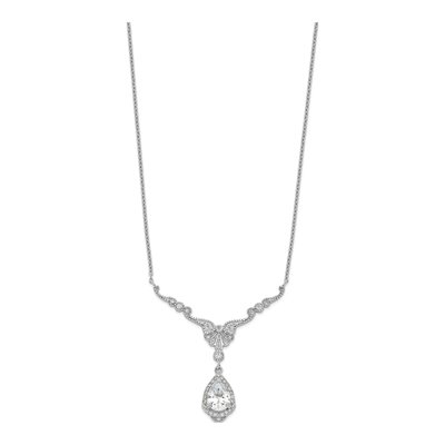 Sterling Silver CZ Teardrop Necklace – view 3
