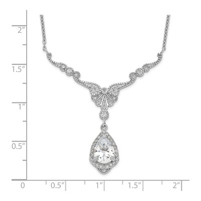 Sterling Silver CZ Teardrop Necklace – view 4