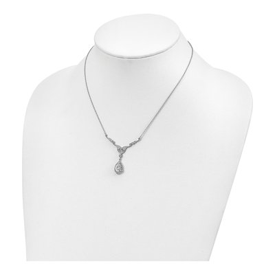 Sterling Silver CZ Teardrop Necklace – view 5