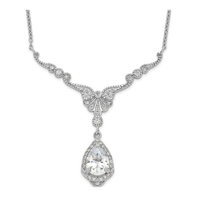 Sterling Silver CZ Teardrop Necklace