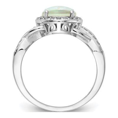 Sterling Silver Lab-Created Opal & CZ Woven Ring – view 3