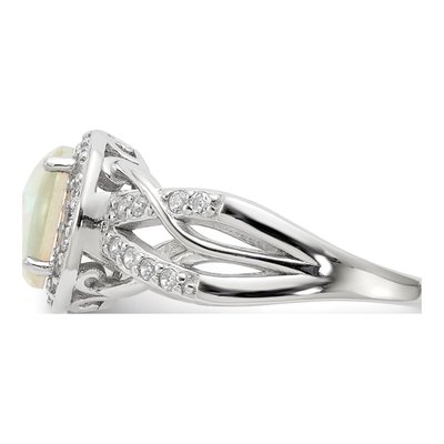 Sterling Silver Lab-Created Opal & CZ Woven Ring – view 4