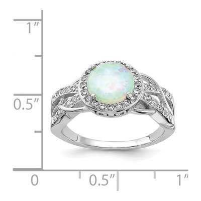 Sterling Silver Lab-Created Opal & CZ Woven Ring – view 5