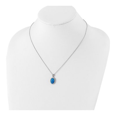 Sterling Silver Lab-Created Opal & CZ Pendant Necklace – view 4