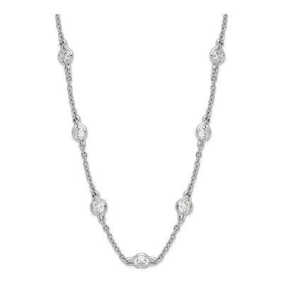 Sterling Silver CZ Station Necklace