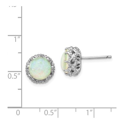 Sterling Silver Round Lab-Created Opal Stud Earrings – view 5
