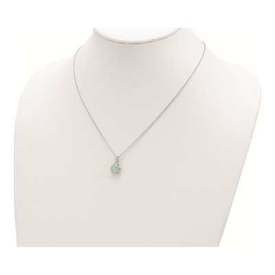 Sterling Silver Lab-Created Opal & CZ Cabochon Brilliant-Cut Pendant Necklace – view 5