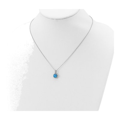 Sterling Silver Lab-Created Opal & CZ Pendant Necklace – view 5