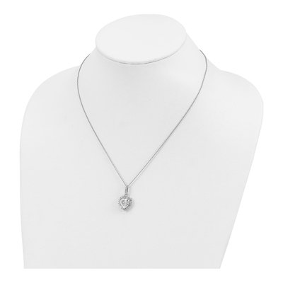 Sterling Silver CZ Heart Pendant Necklace – view 5