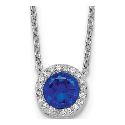 Sterling Silver CZ Halo Pendant Necklace